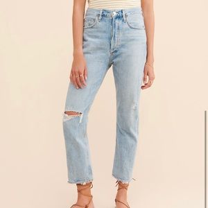 Riley High-Rise Cropped Straight Jeans in Shatter size 27